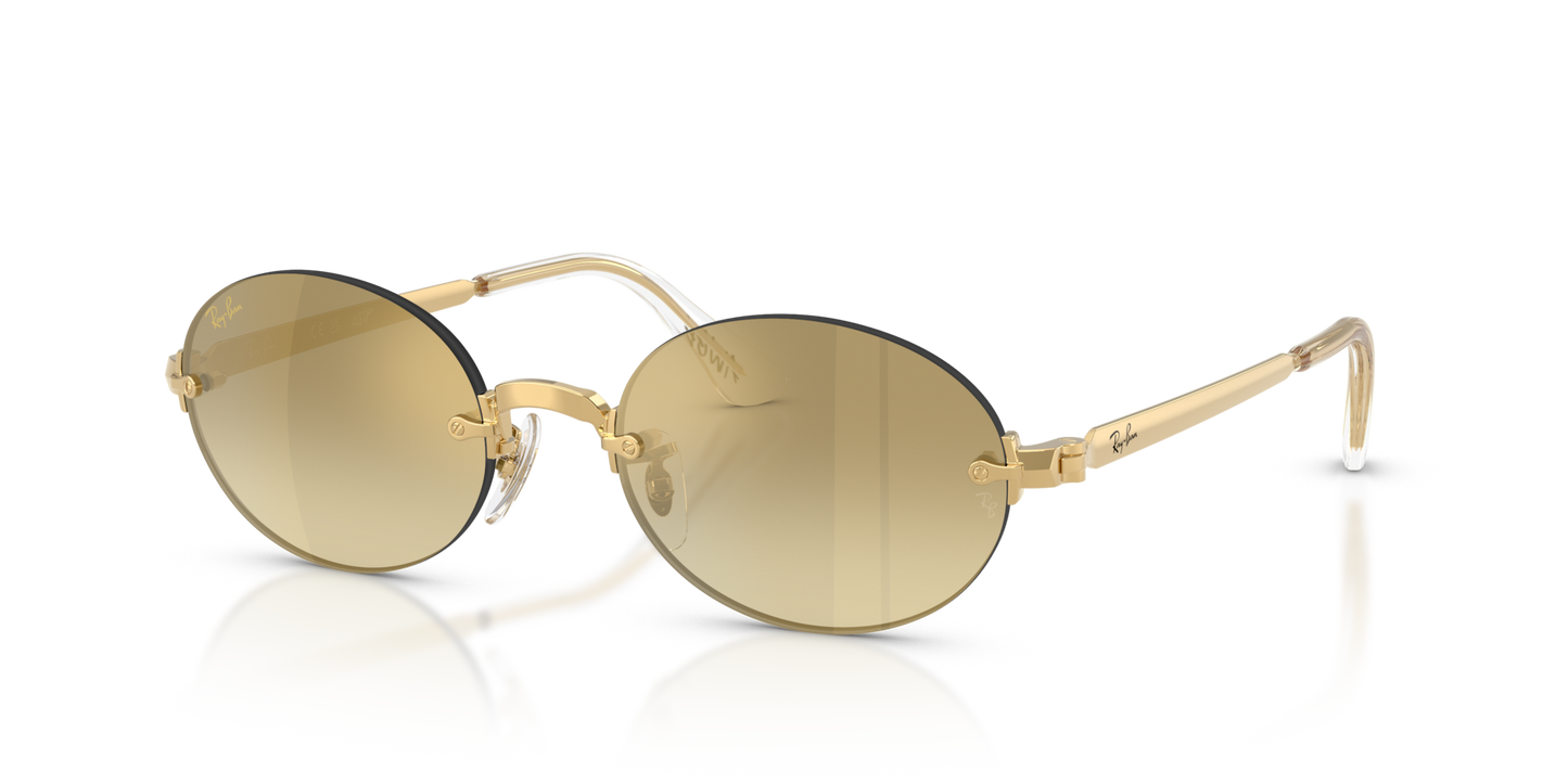 Ray-Ban RB3929 by A$AP Rocky Sunglasses angle view - Colour: Polished Arista Gold / Brown and Gold Mirror Gradient