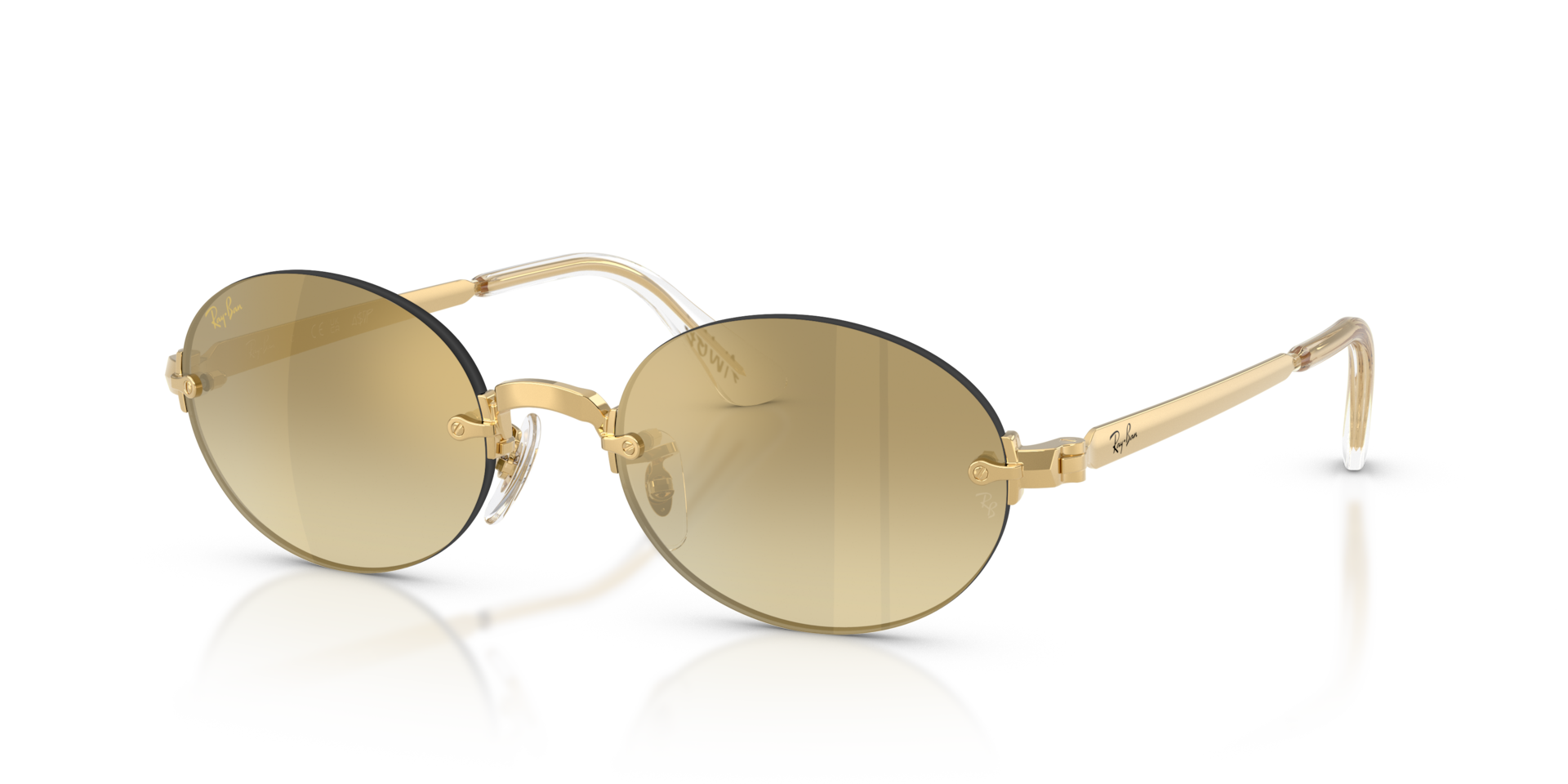 Ray-Ban RB3929 by A$AP Rocky Sunglasses angle view - Colour: Polished Arista Gold / Brown and Gold Mirror Gradient
