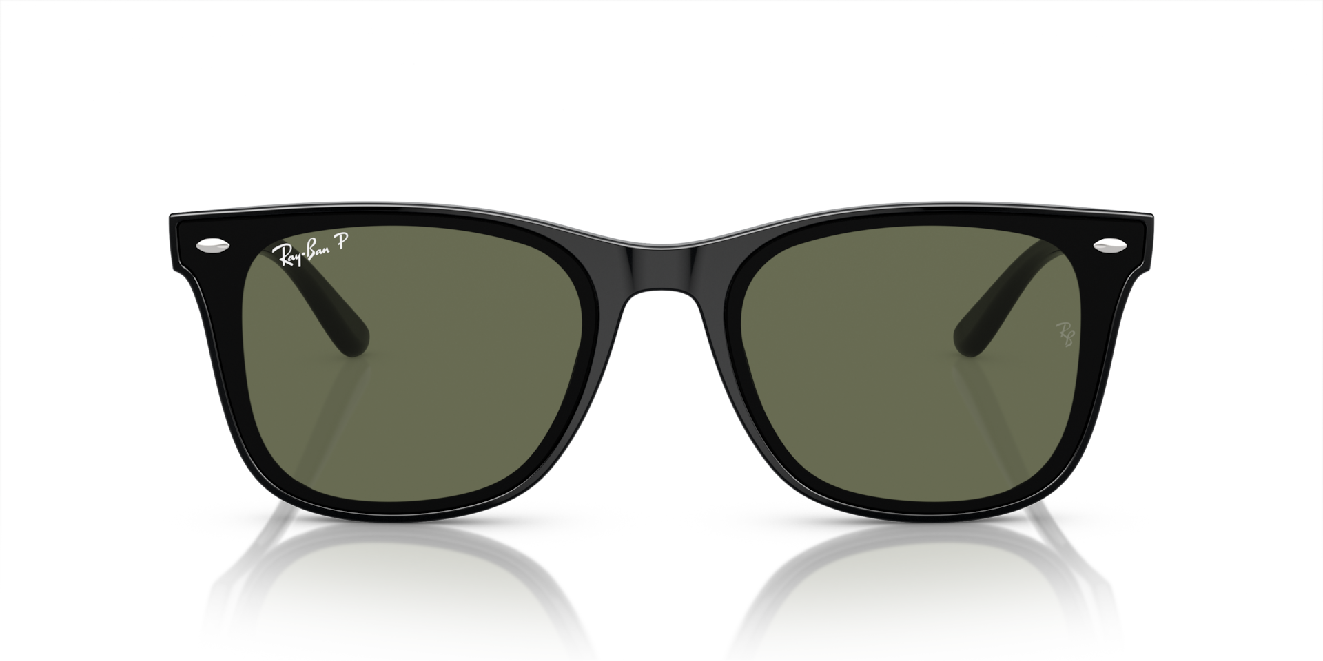 Ray-Ban RB4420 Sunglasses front view - Colour: Polished Black / Dark Green Polarised