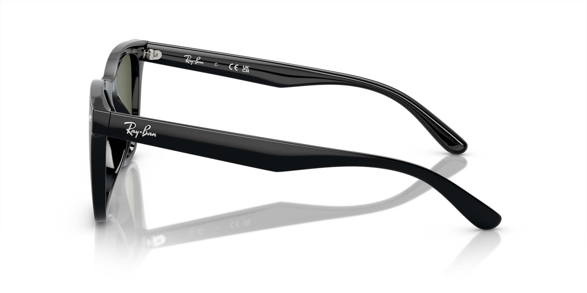 Ray-Ban RB4420 Sunglasses side view - Colour: Polished Black / Dark Green Polarised