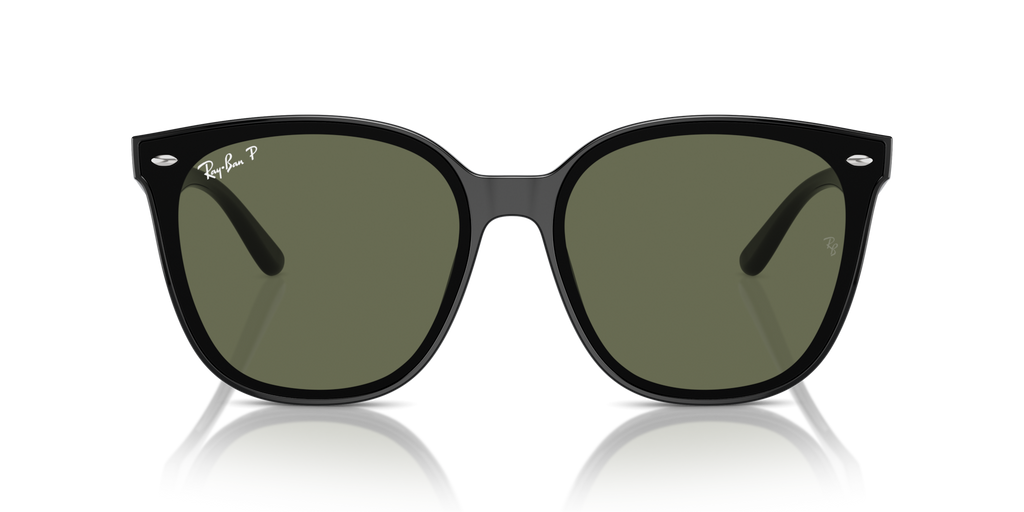 Ray-Ban RB4423D Low Bridge Fit Sunglasses front view - Colour: Polished Black / Dark Green Polarised