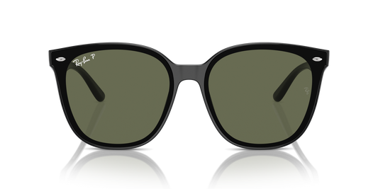 Ray-Ban RB4423D Low Bridge Fit Sunglasses front view - Colour: Polished Black / Dark Green Polarised