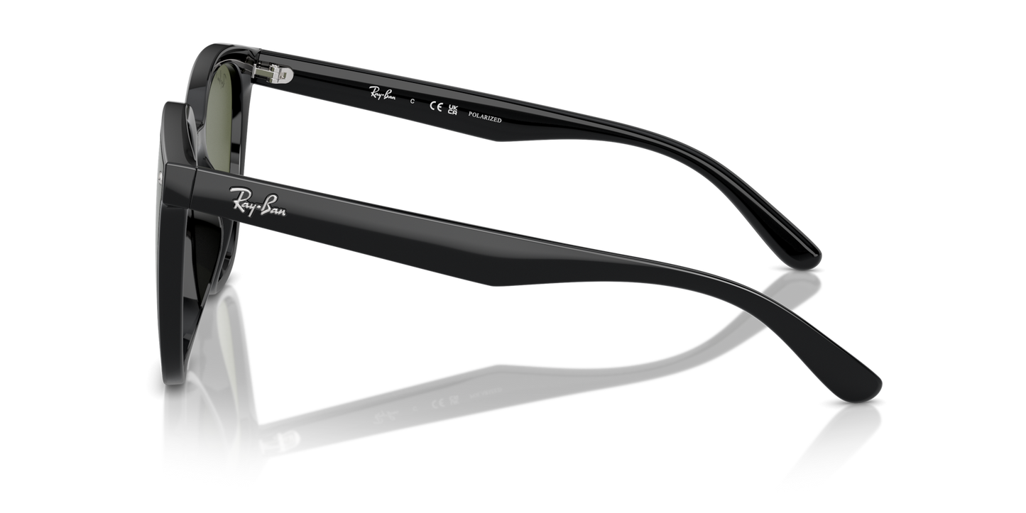 Ray-Ban RB4423D Low Bridge Fit Sunglasses side view - Colour: Polished Black / Dark Green Polarised