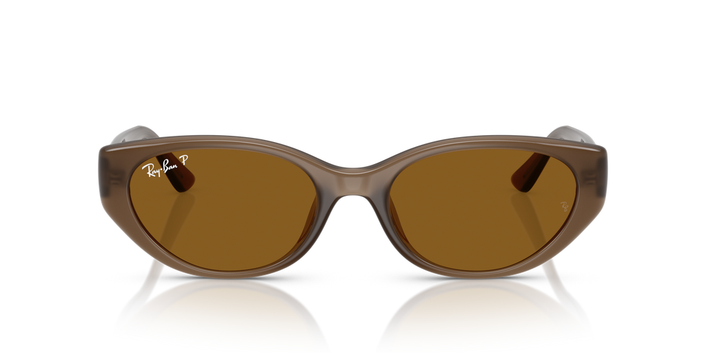 Ray-Ban RB4457D Bio-Based Sunglasses front view - Colour: Polished Transparent Brown - Lens: Dark Brown Polarised - Media: Original Ray-Ban Polarised
