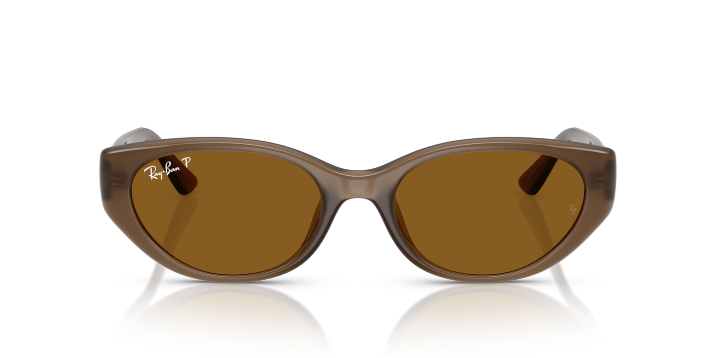 Ray-Ban RB4457D Bio-Based Sunglasses front view - Colour: Polished Transparent Brown / Dark Brown Polarised