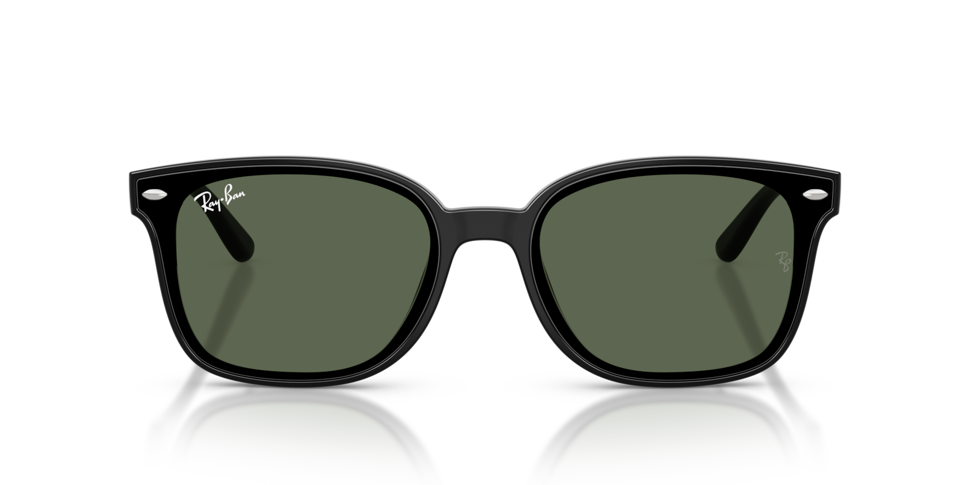 Ray-Ban RB4461D Low Bridge Fit Sunglasses front view - Colour: Polished Black / Dark Green