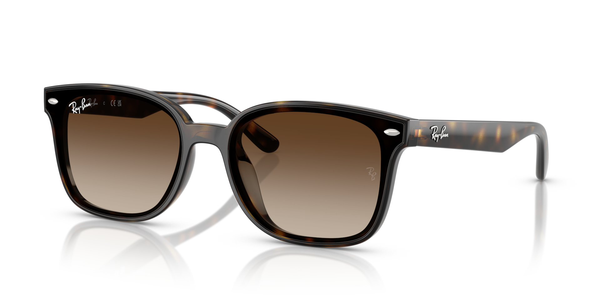 Ray-Ban RB4461D Low Bridge Fit Sunglasses angle view - Colour: Polished Havana / Brown Gradient