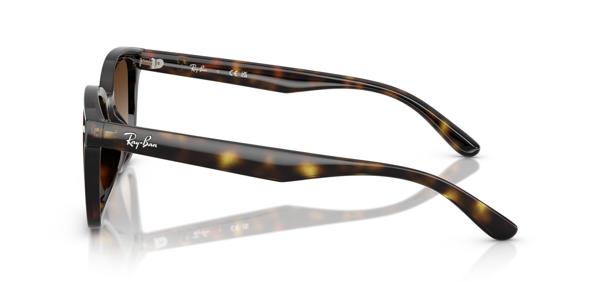 Ray-Ban RB4461D Low Bridge Fit Sunglasses side view - Colour: Polished Havana / Brown Gradient
