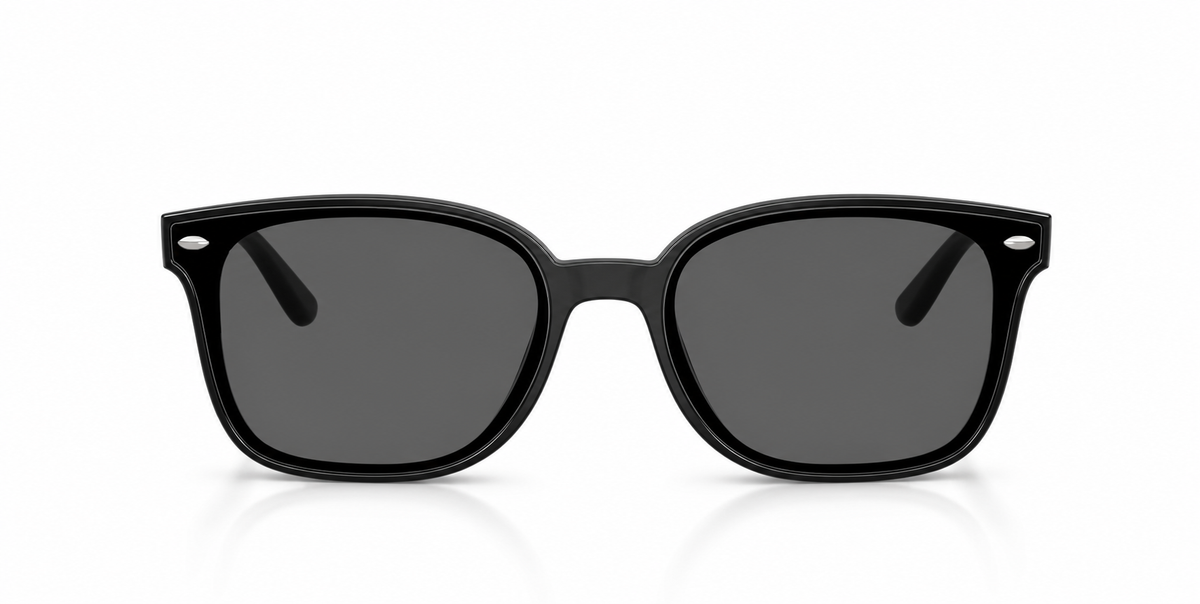 Ray-Ban RB4461D Low Bridge Fit Sunglasses front view - Colour: Polished Black - Lens: Grey solid tint - Media: Custom Polarised Grey solid tint