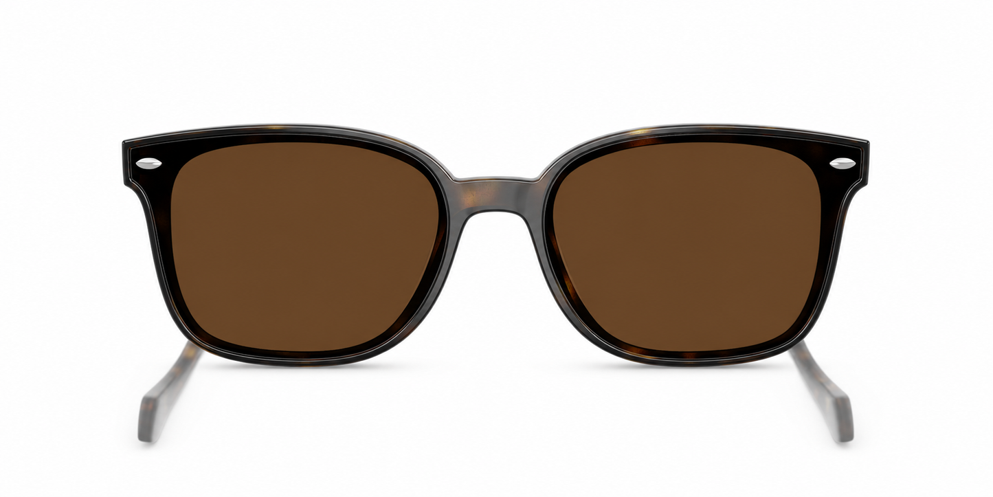 Ray-Ban RB4461D Low Bridge Fit Sunglasses front view - Colour: Polished Havana - Lens: Brown solid tint - Media: Custom Polarised Brown solid tint