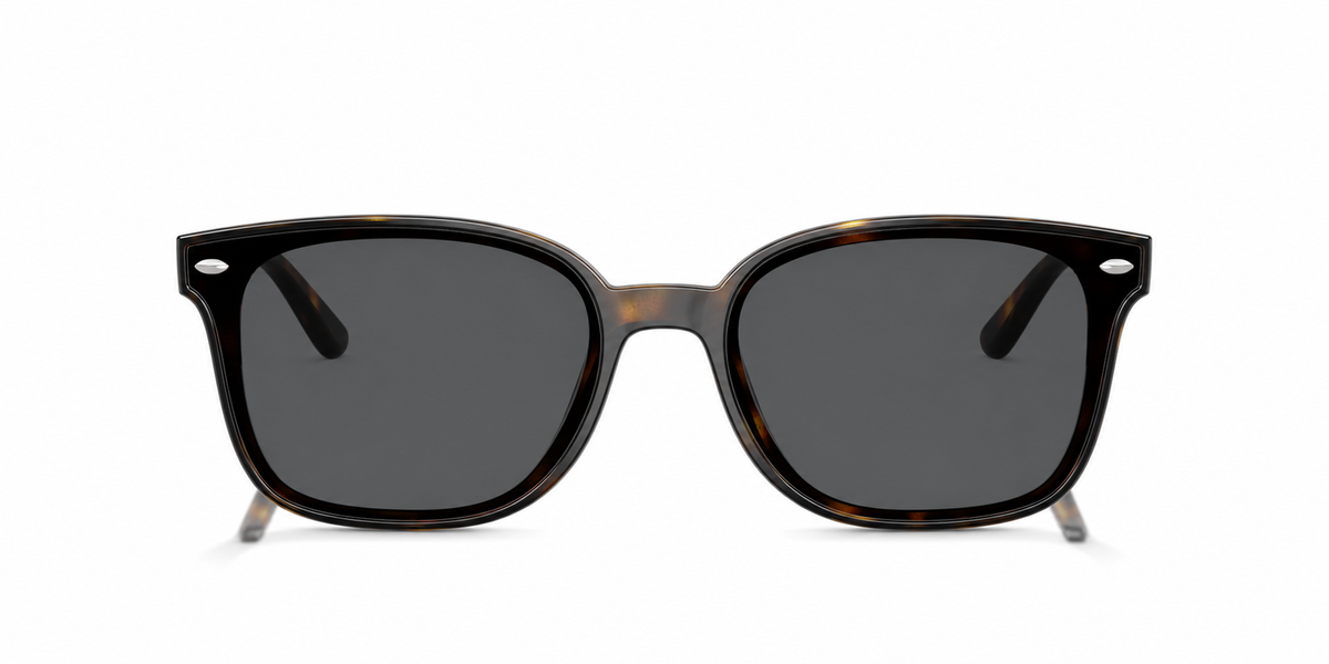 Ray-Ban RB4461D Low Bridge Fit Sunglasses front view - Colour: Polished Havana - Lens: Grey solid tint - Media: Custom Polarised Grey solid tint