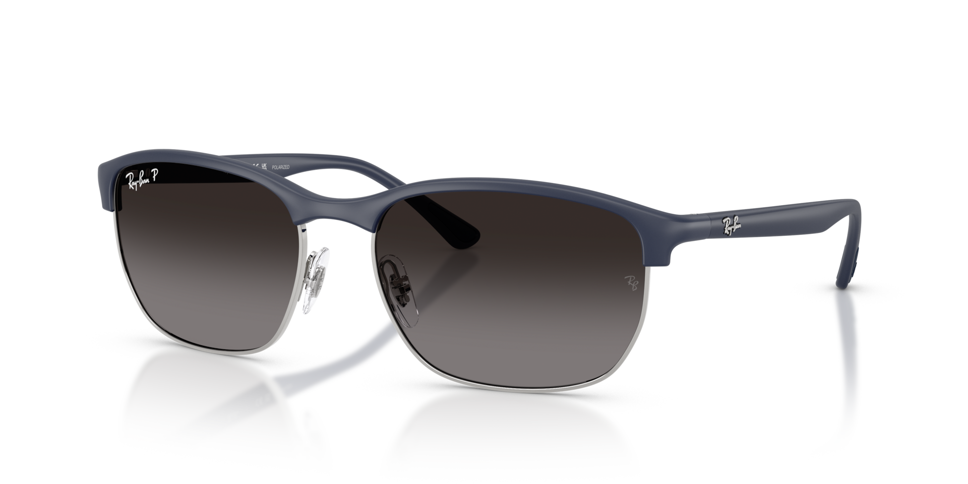 Ray-Ban RB4469 Liteforce Sunglasses angle view - Colour: Matte Sand Dark Blue / Grey Gradient Polarised