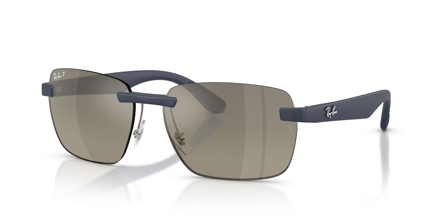 Ray-Ban RB4470CH Polarised+ Sunglasses angle view - Colour: Polished Sand Dark Blue / Grey Gradient Polarised+