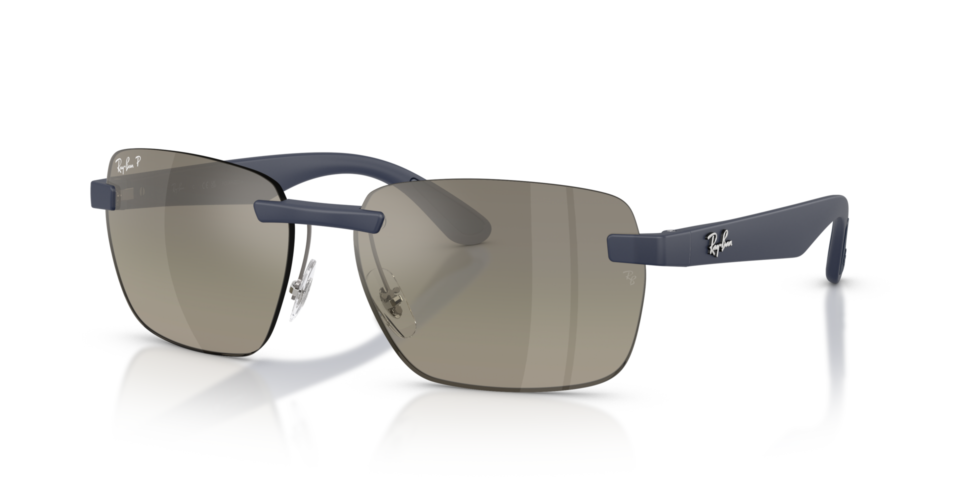Ray-Ban RB4470CH Polarised+ Sunglasses angle view - Colour: Polished Sand Dark Blue / Grey Gradient Polarised+