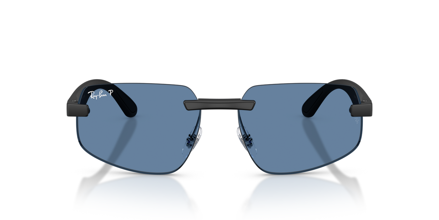 Ray-Ban RB4475CH Polarised Sunglasses front view - Colour: Matte Sand Black / Polarised Blue