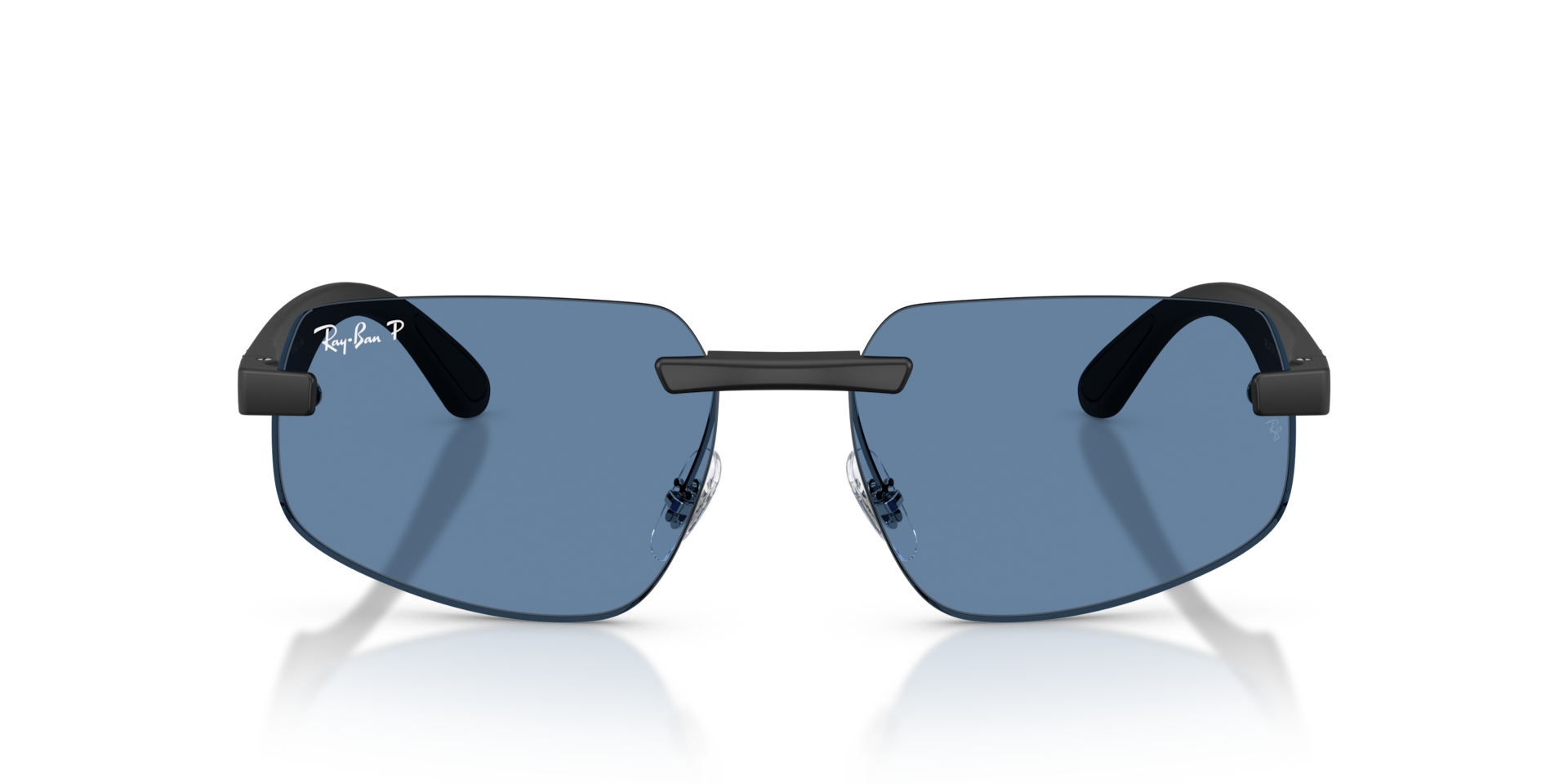 Ray-Ban RB4475CH Polarised Sunglasses front view - Colour: Matte Sand Black / Polarised Blue