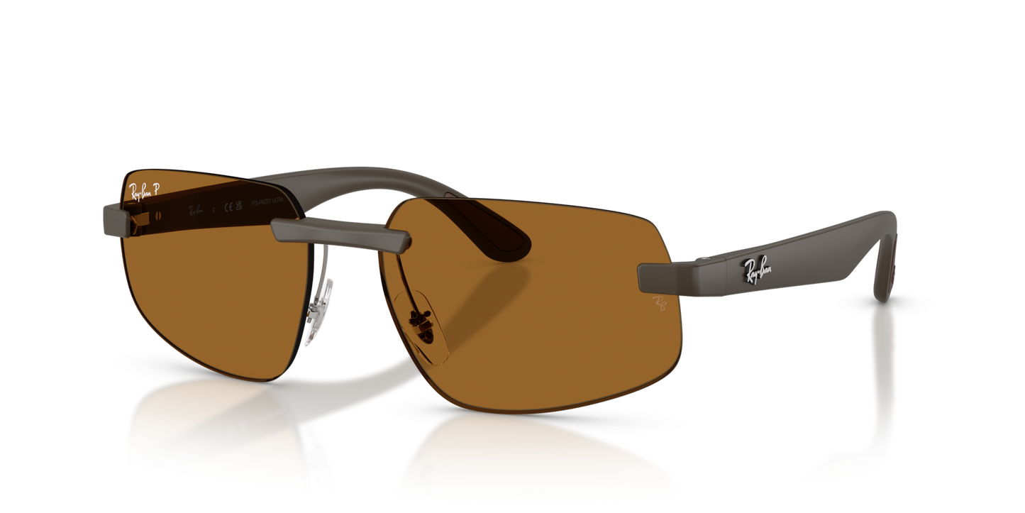 Ray-Ban RB4475CH Polarised Sunglasses angle view - Colour: Matte Sand Brown / Polarised Bronze