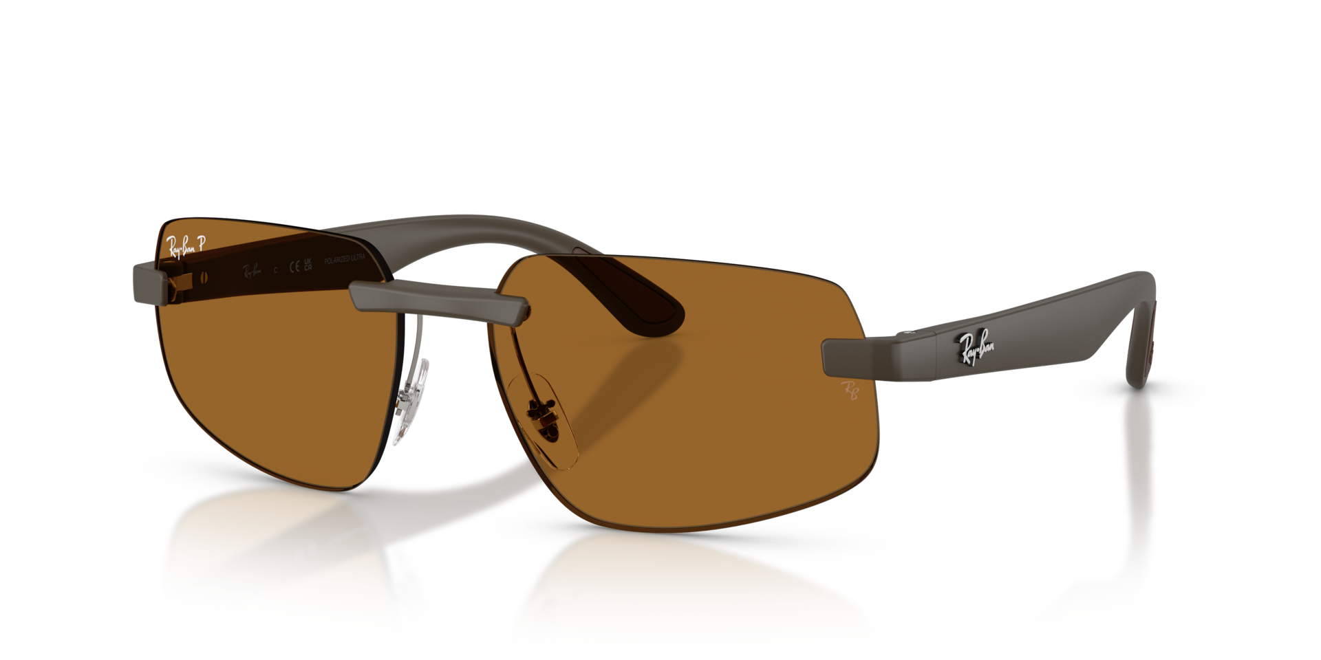 Ray-Ban RB4475CH Polarised Sunglasses angle view - Colour: Matte Sand Brown / Polarised Bronze