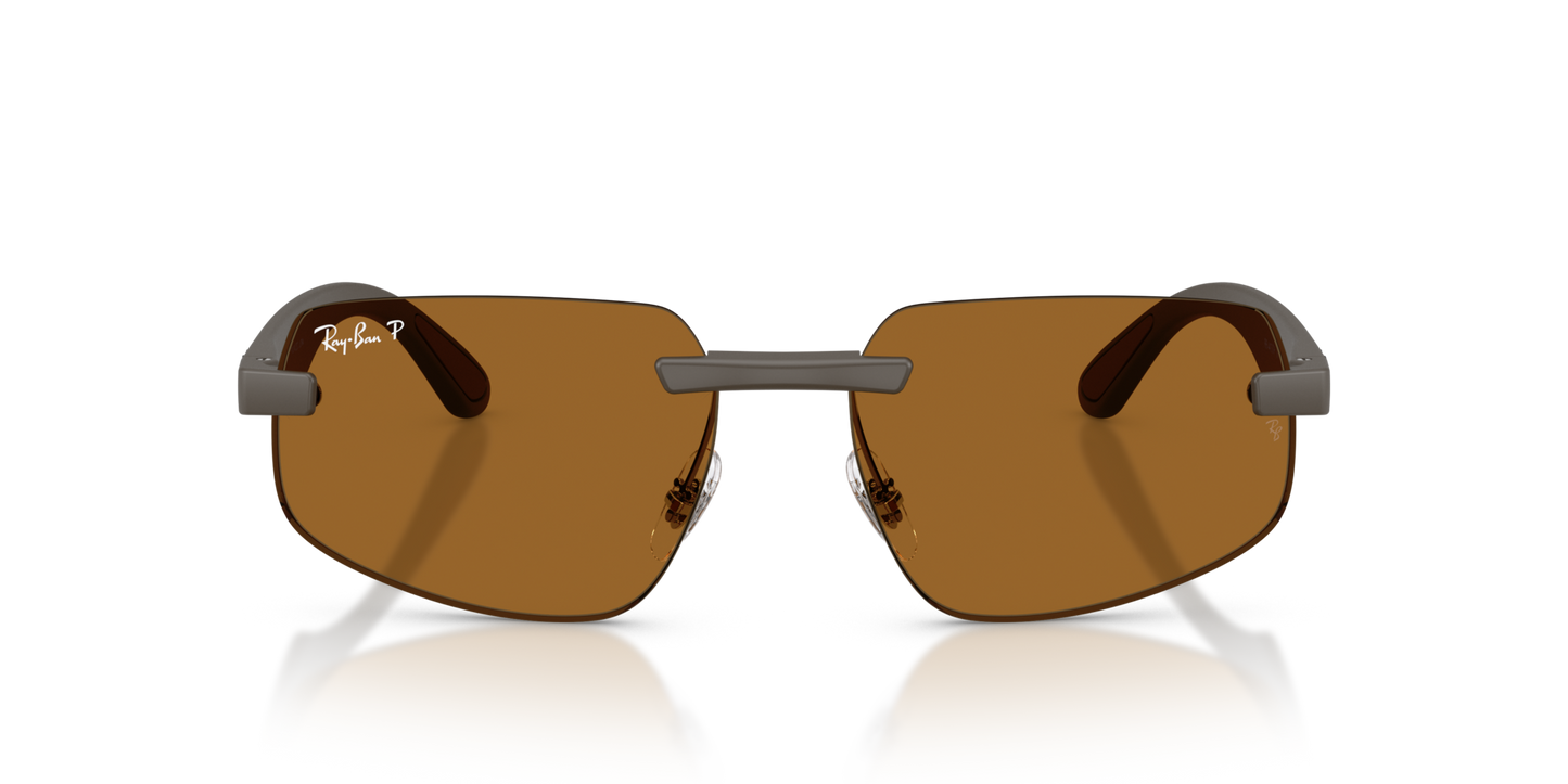 Ray-Ban RB4475CH Polarised Sunglasses front view - Colour: Matte Sand Brown / Polarised Bronze