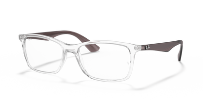 Ray-Ban RB7047 Optical Frames angle view - Colour: Clear with Grey Temples