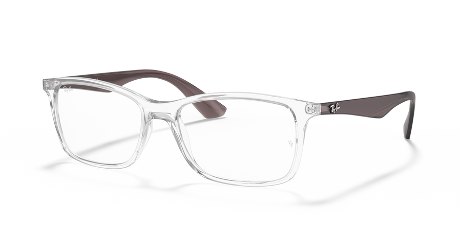 Ray-Ban RB7047 Optical Frames angle view - Colour: Clear with Grey Temples
