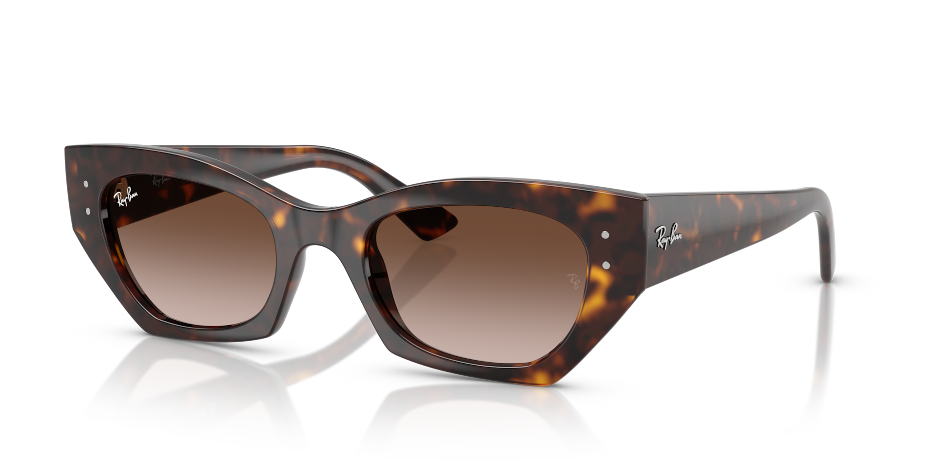 Ray-Ban Zena Bio-Based RB4430 Sunglasses angle view - Colour: Polished Havana / Brown Gradient
