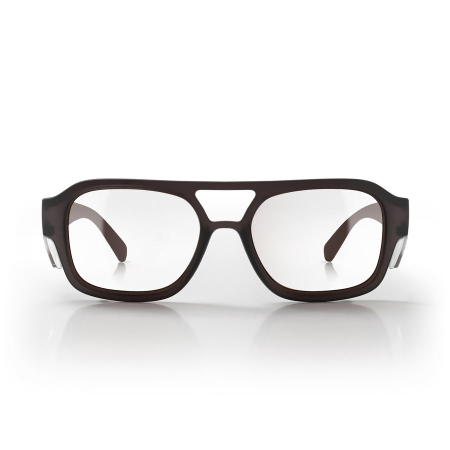 SafeStyle Skylines prescription safety glasses in Chocolate — front view
