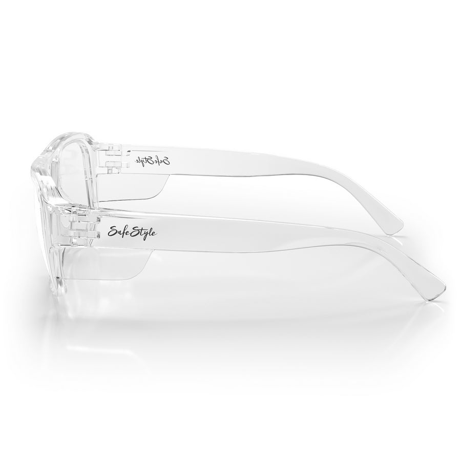 SafeStyle Skylines prescription safety glasses in Clear — side view