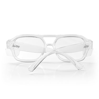 SafeStyle Skylines prescription safety glasses in Clear — back view