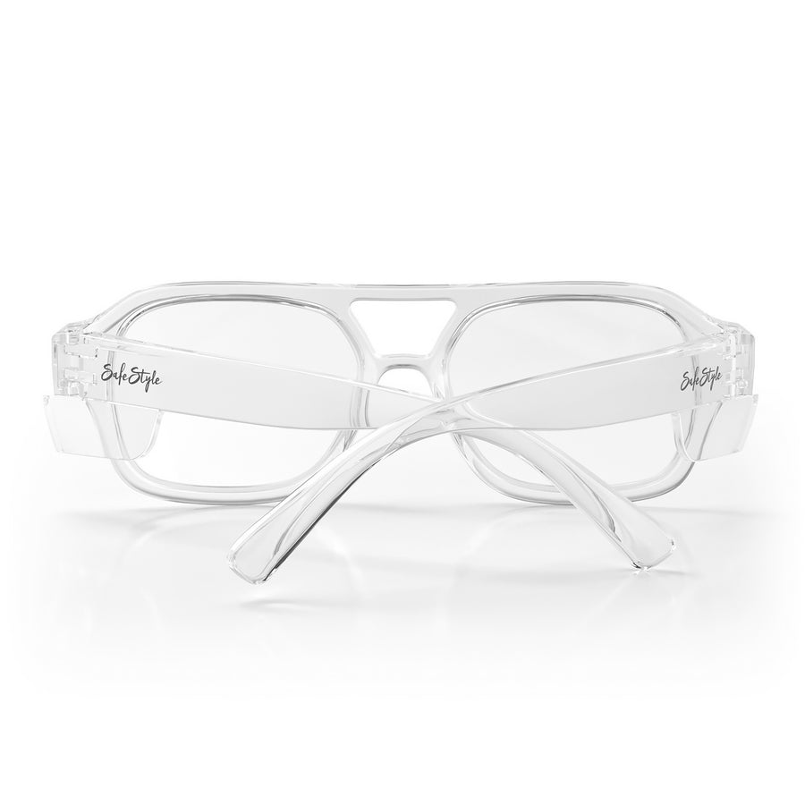 SafeStyle Skylines prescription safety glasses in Clear — back view