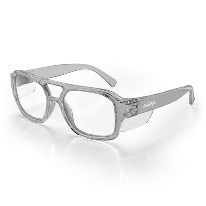 SafeStyle Skylines prescription safety glasses in Graphite — angle view