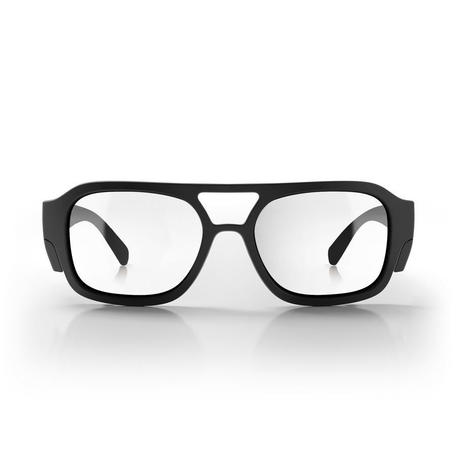 SafeStyle Skylines prescription safety glasses in Matte Black — front view