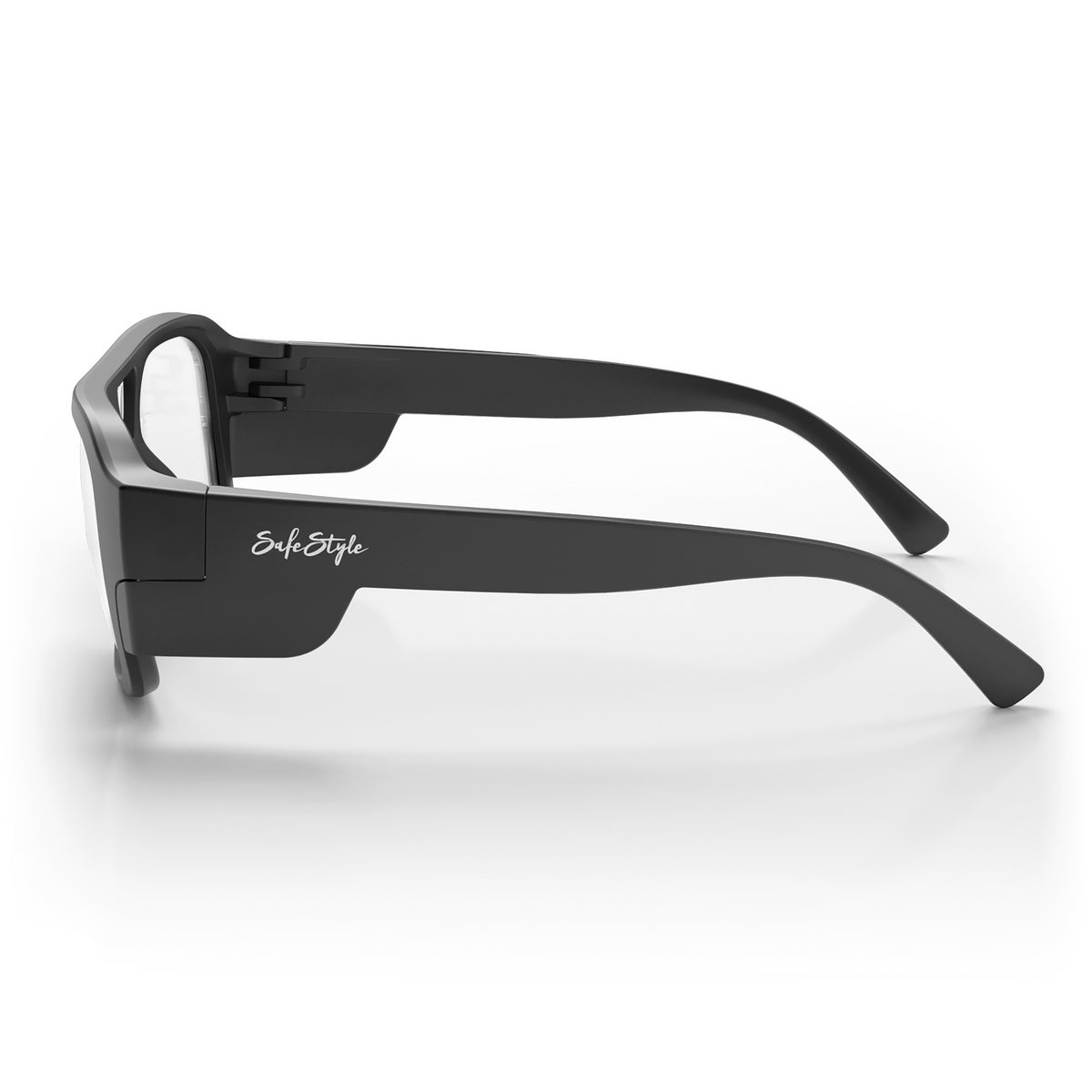 SafeStyle Skylines prescription safety glasses in Matte Black — side view