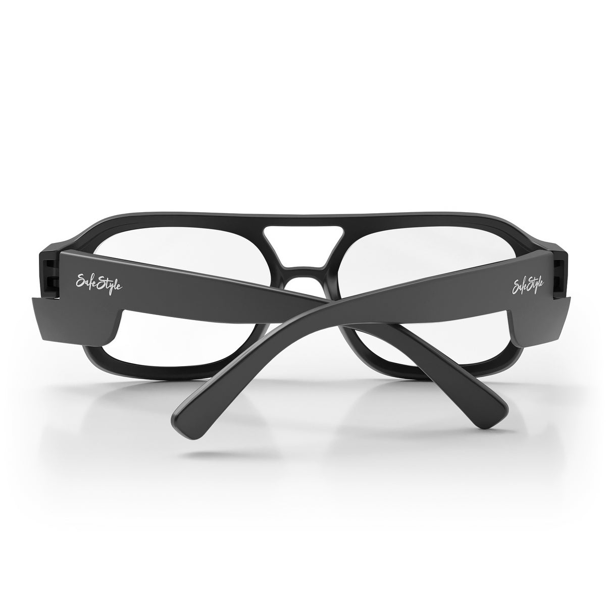 SafeStyle Skylines prescription safety glasses in Matte Black — back view