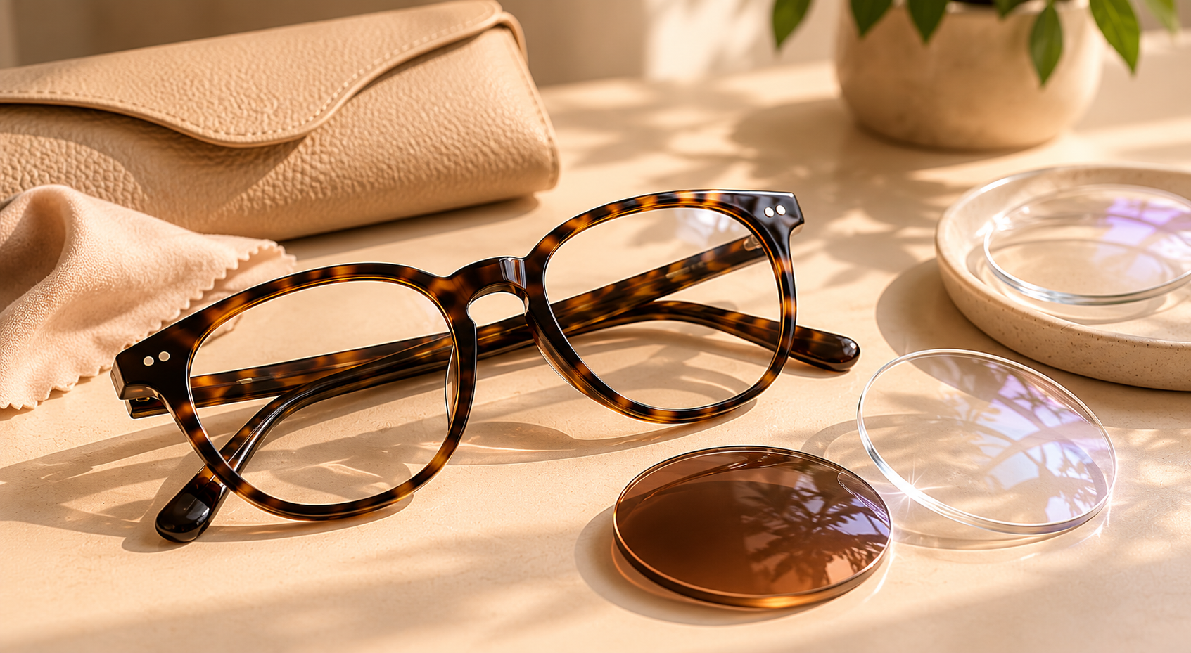 Glasses with clear and tinted lens options
