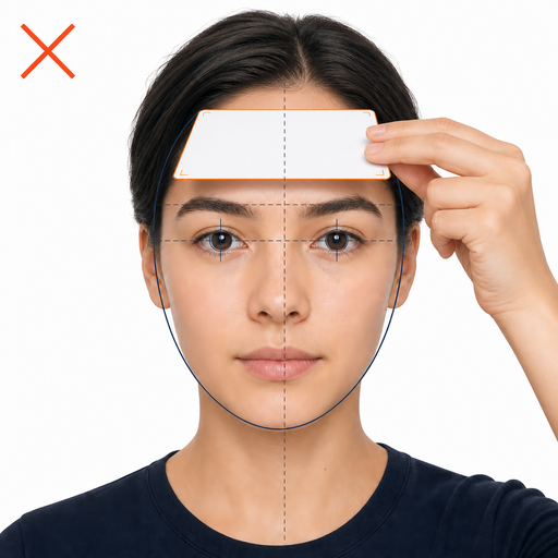 Card held at an incorrect tilted angle