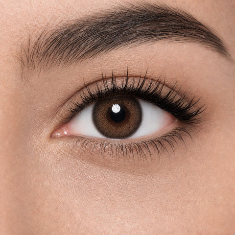 ACUVUE Define with LACREON Colors Vivid Brown contact lens on eye