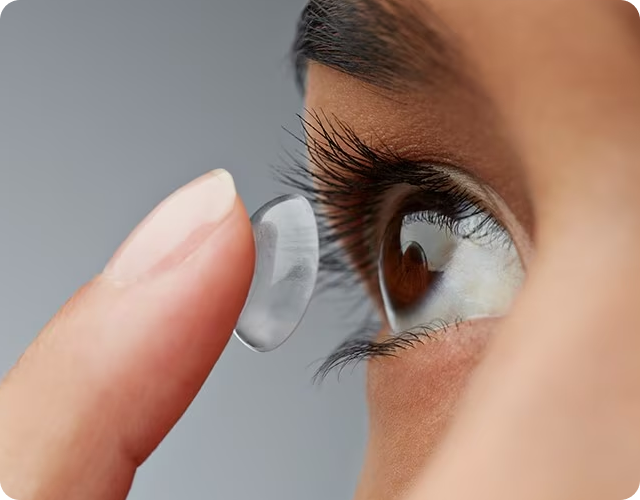 Contact lens being fitted