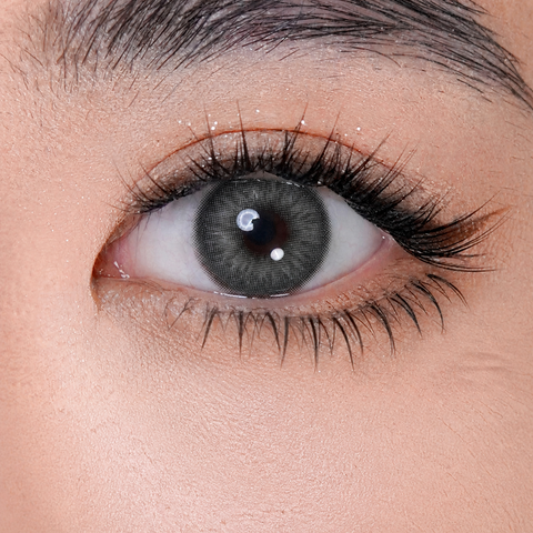 FreshGo Iris Sage Gray coloured contact lens worn on eye