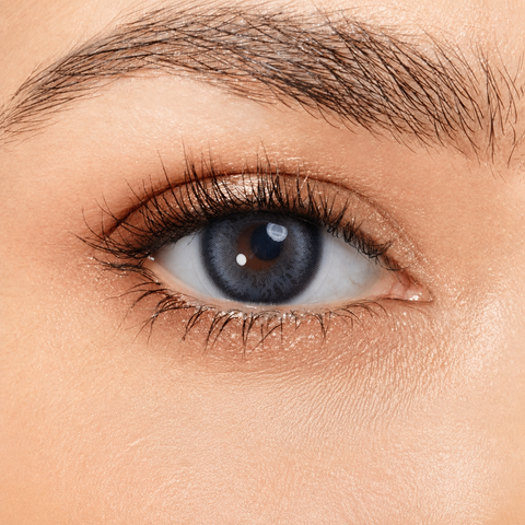 Magister Blush Girl Glacier Blue coloured contact lens worn on eye