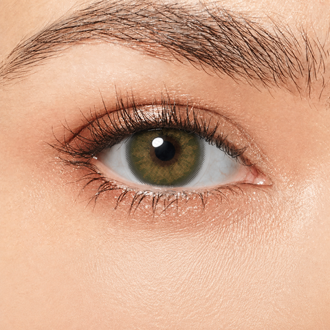 Magister Desire II Lime Green coloured contact lens worn on eye