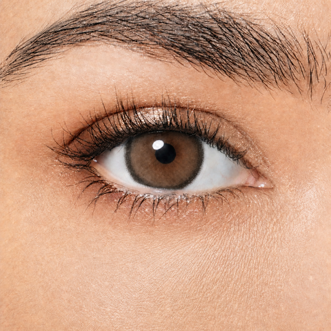 Magister Lumina Mood Brown coloured contact lens worn on eye