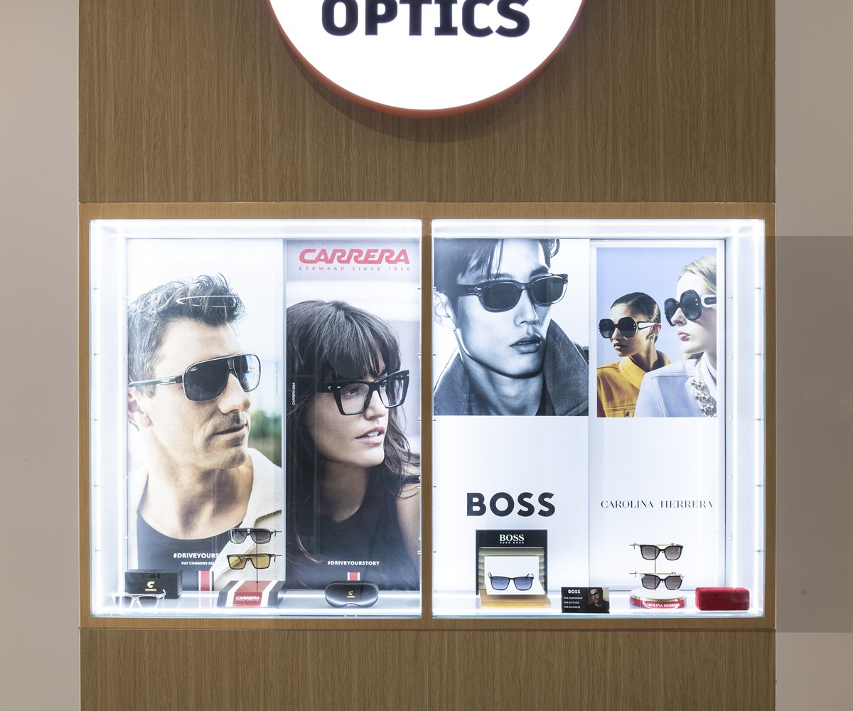Designer sunglasses cabinet at City Optics