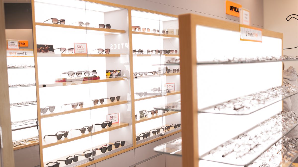 City Optics frame displays in store